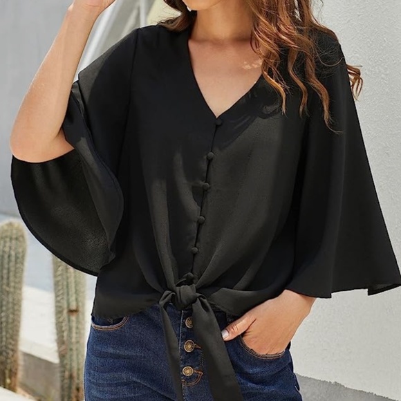 Women's Casual V Neck Top - Picture 2 of 4